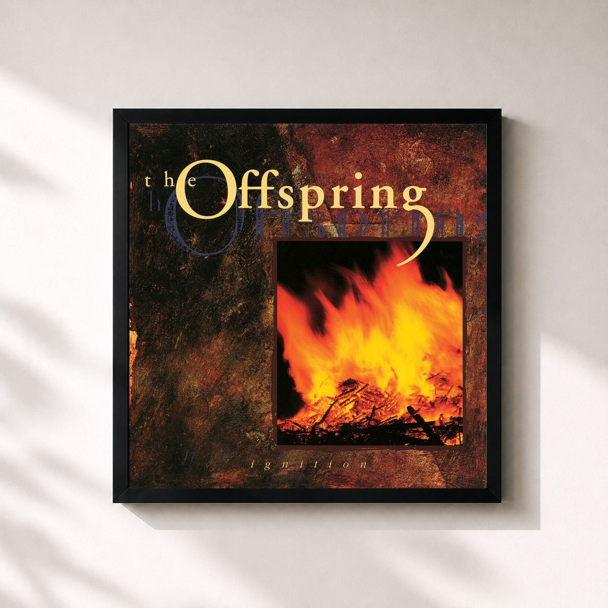 #noir Tableau carré de l'album Ignition (2008 Remaster) de The Offspring, cadre noir 32x32 cm