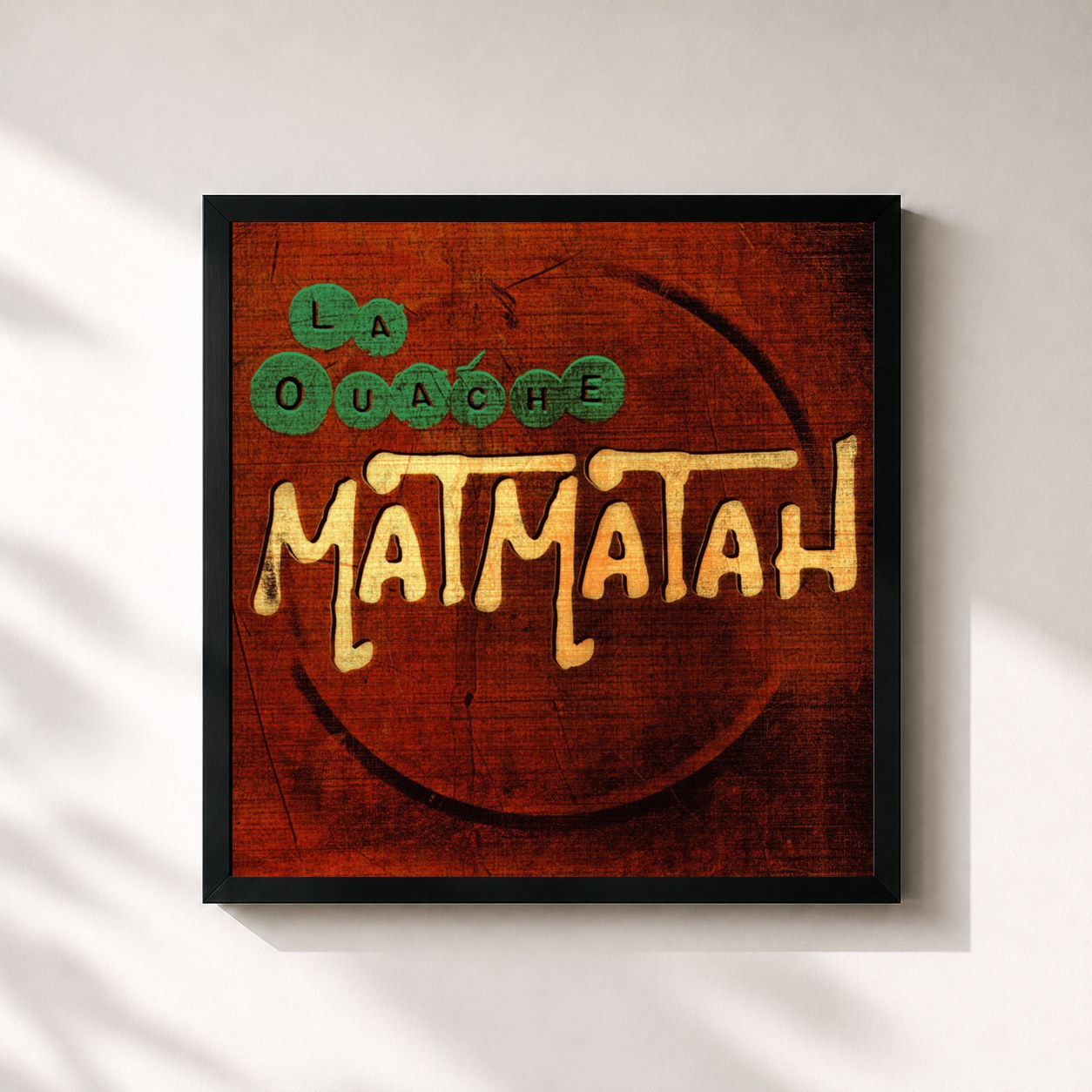 #noir Tableau carré de l'album La Ouache de Matmatah, cadre noir 32x32 cm