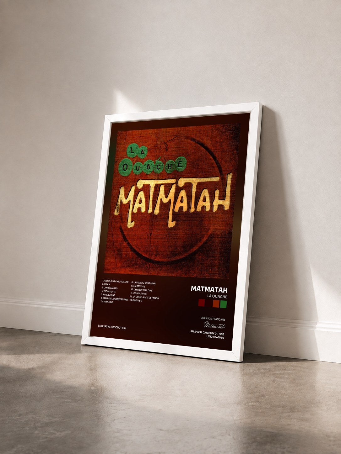 #blanc Tableau de l'album La Ouache de Matmatah vu de trois quarts, cadre blanc