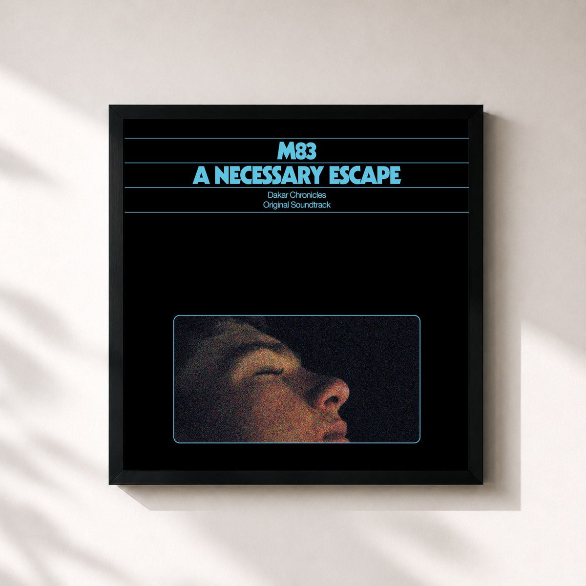 #noir Tableau carré de l'album A Necessary Escape (Dakar Chronicles Original Soundtrack) de M83, cadre noir 32x32 cm