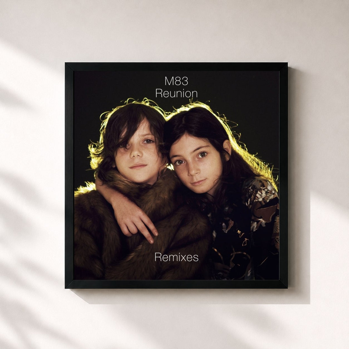 #noir Tableau carré de l'album Reunion Remixes de M83, cadre noir 32x32 cm