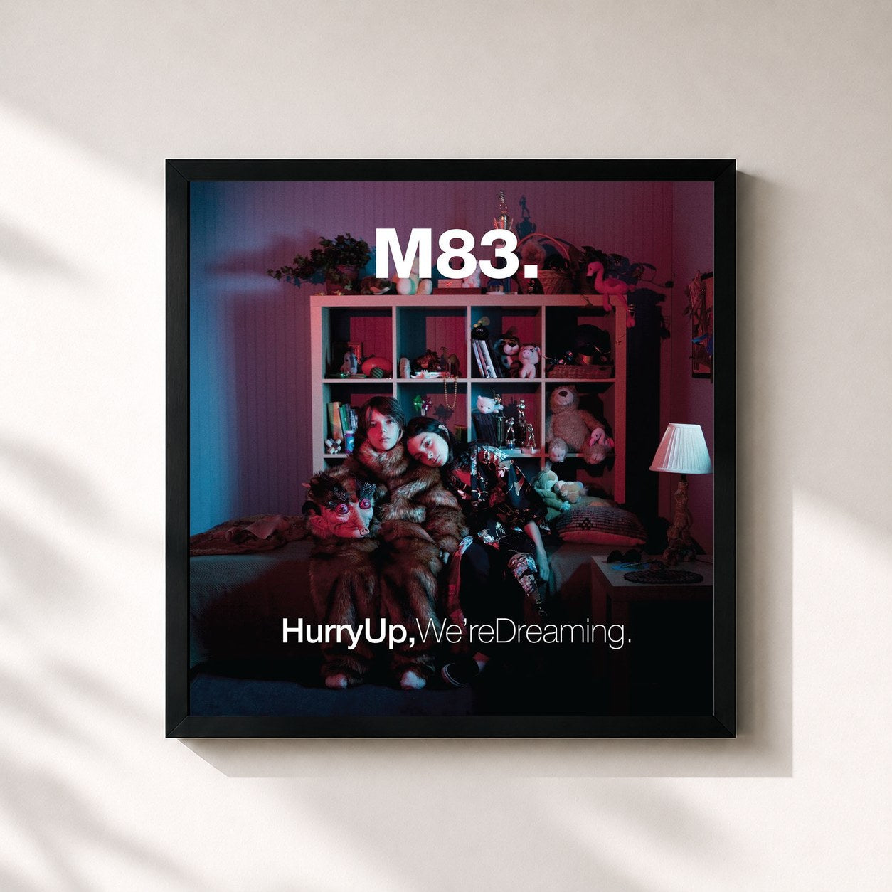 #noir Tableau carré de l'album Hurry up, We're Dreaming de M83, cadre noir 32x32 cm