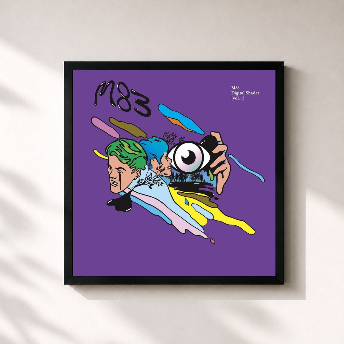 #noir Tableau carré de l'album Digital Shades, Vol. 1 de M83, cadre noir 32x32 cm