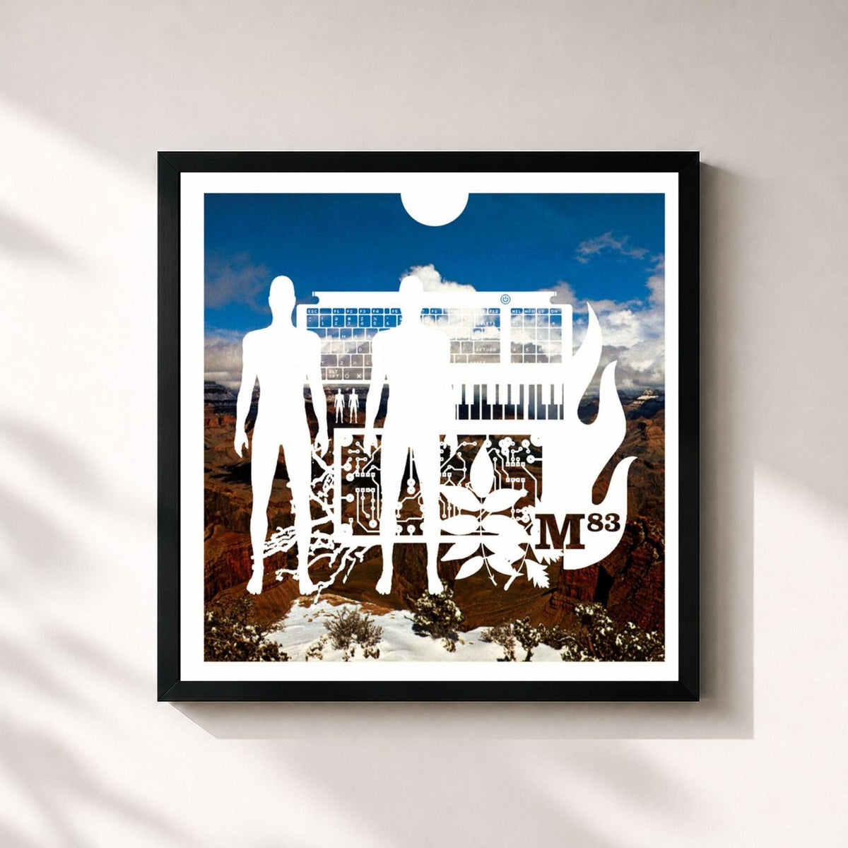 #noir Tableau carré de l'album M83 de M83, cadre noir 32x32 cm