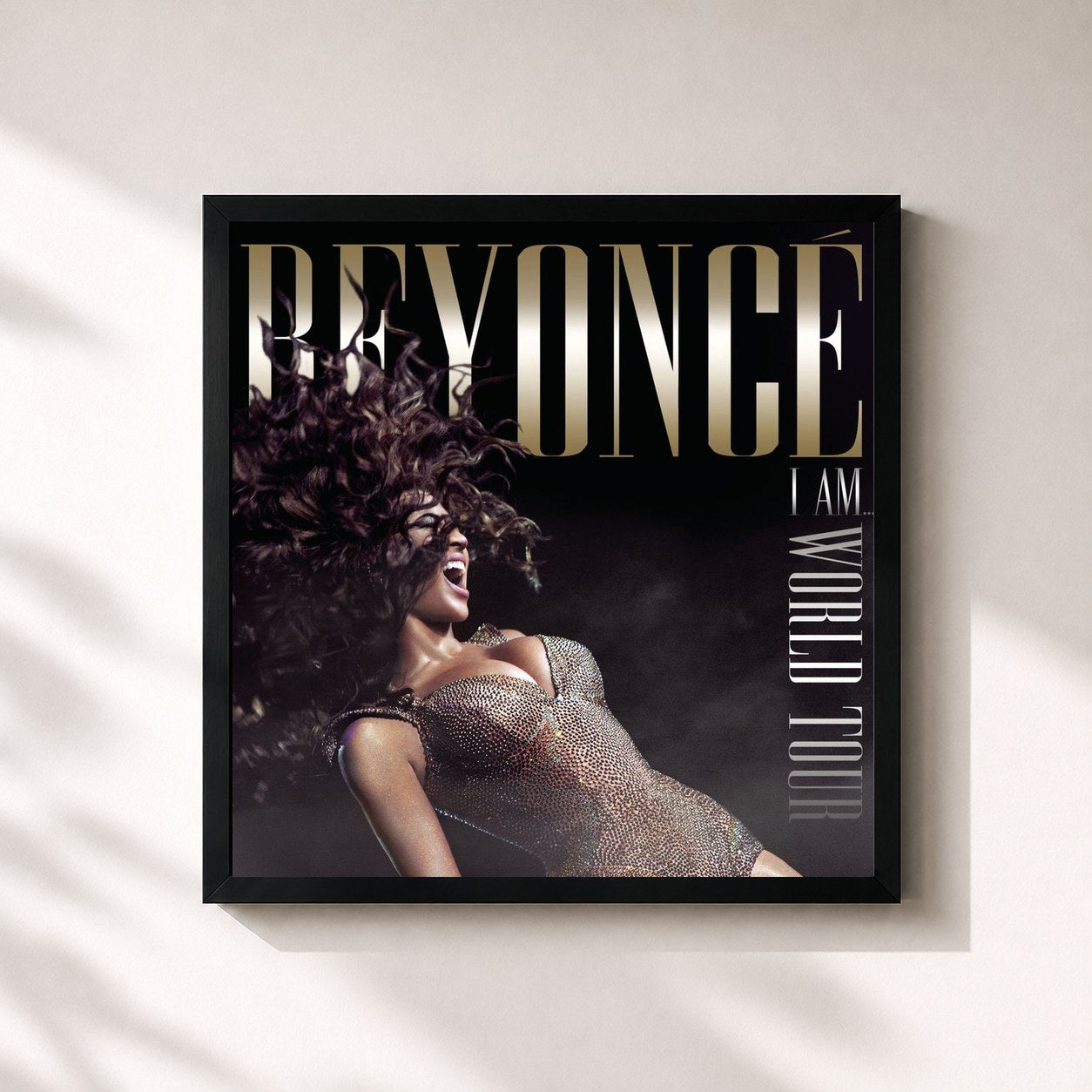 #noir Tableau carré de l'album I Am...World Tour de Beyoncé, cadre noir 32x32 cm