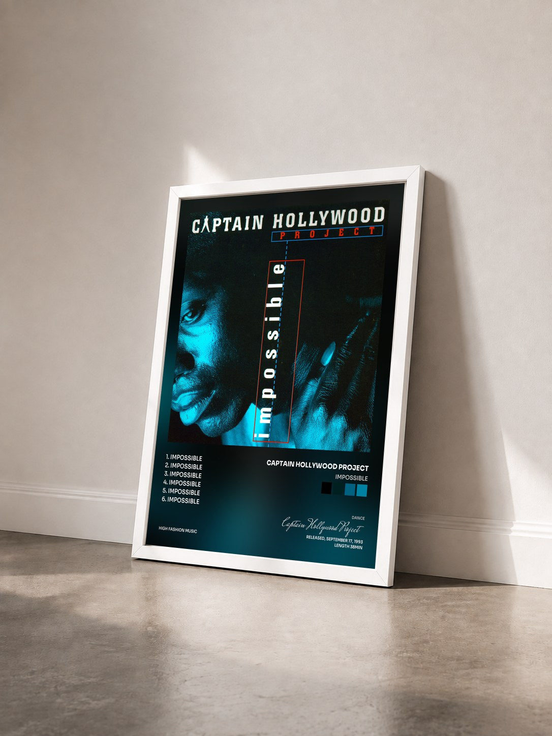#blanc Tableau de l'album Impossible de Captain Hollywood Project vu de trois quarts, cadre blanc
