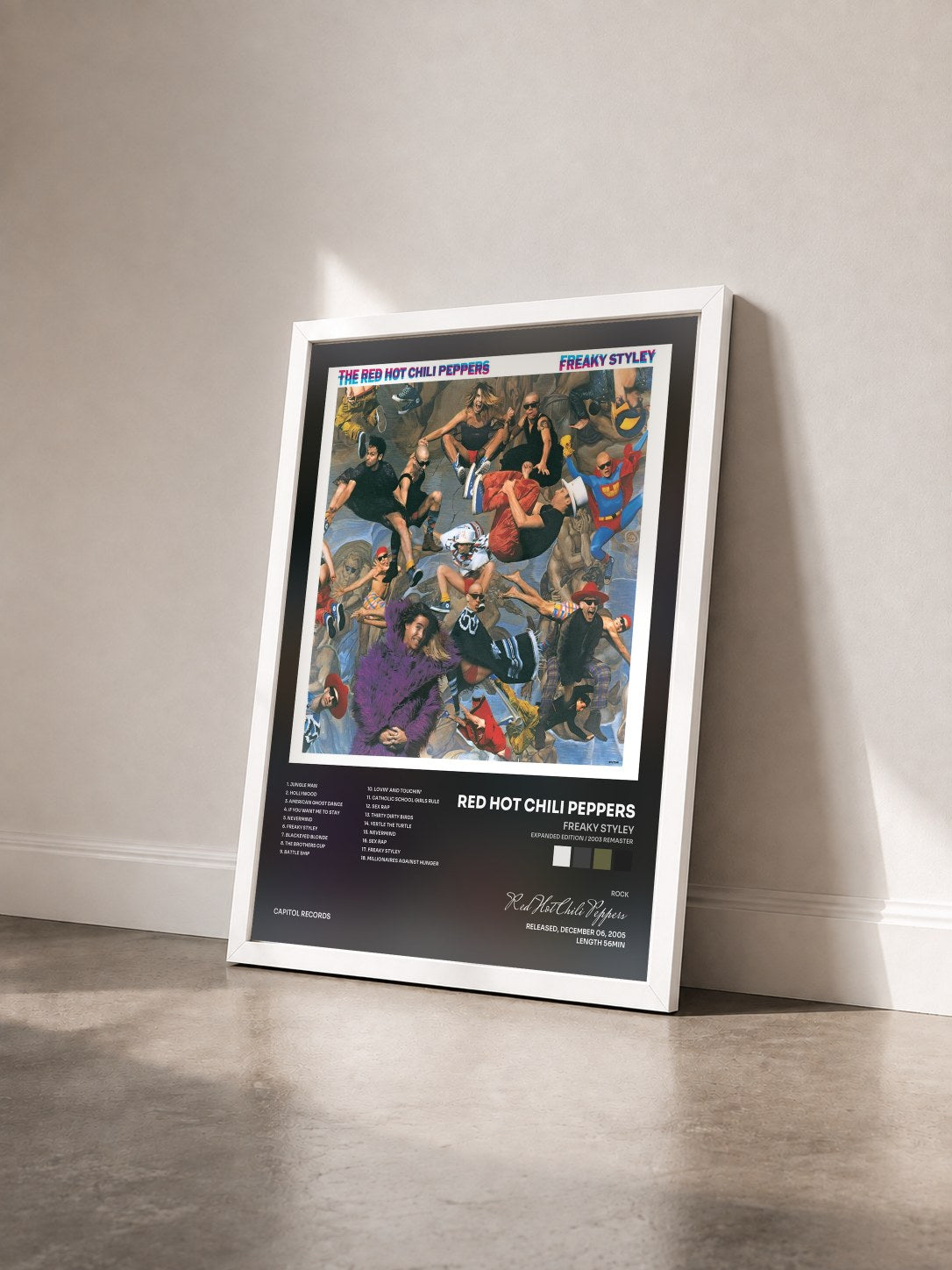 #blanc Tableau de l'album Freaky Styley (Expanded Edition / 2003 Remaster) de Red Hot Chili Peppers vu de trois quarts, cadre blanc