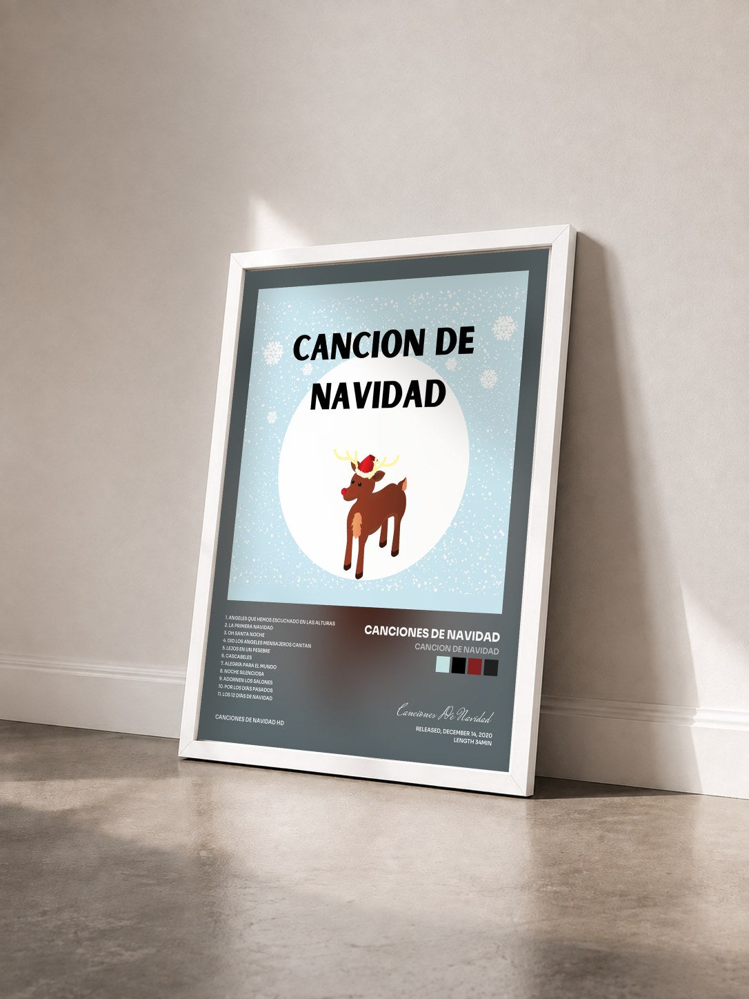 #blanc Tableau de l'album Cancion De Navidad de Canciones De Navidad vu de trois quarts, cadre blanc