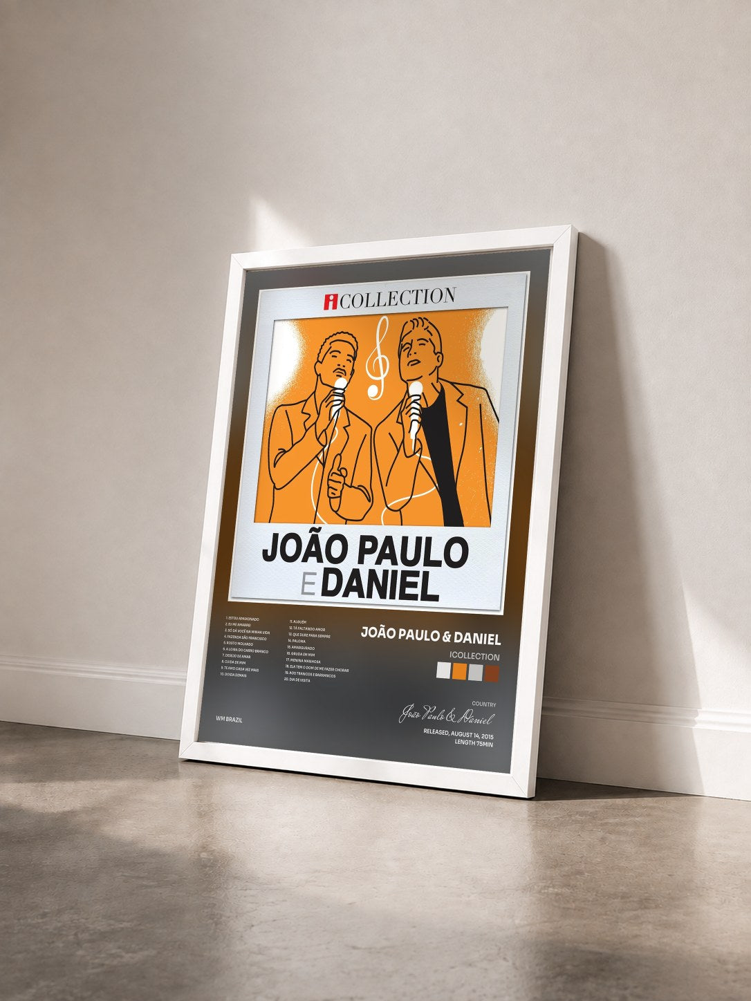 #blanc Tableau de l'album iCollection de João Paulo & Daniel vu de trois quarts, cadre blanc