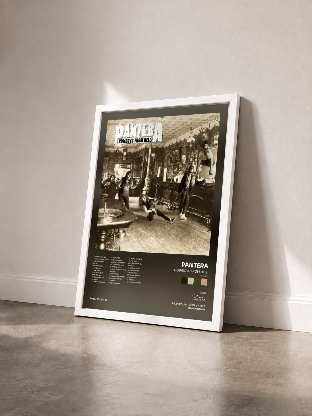 #blanc Tableau de l'album Cowboys from Hell (Deluxe) de Pantera vu de trois quarts, cadre blanc
