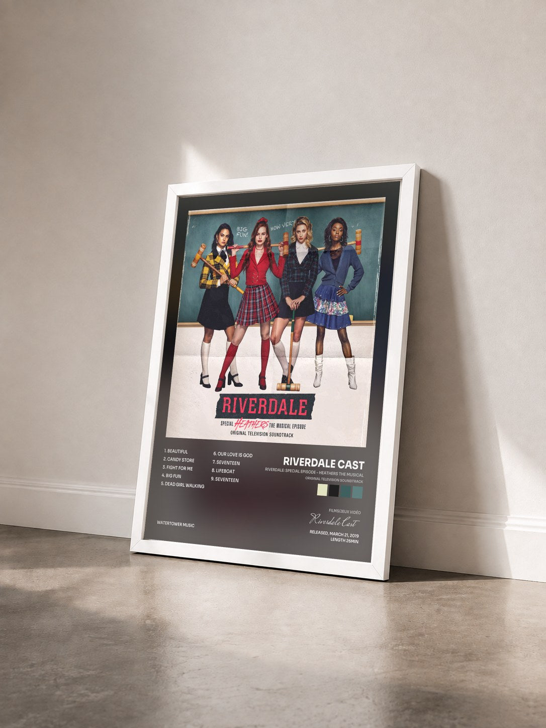 #blanc Tableau de l'album Riverdale: Special Episode - Heathers the Musical (Original Television Soundtrack) de Riverdale Cast vu de trois quarts, cadre blanc