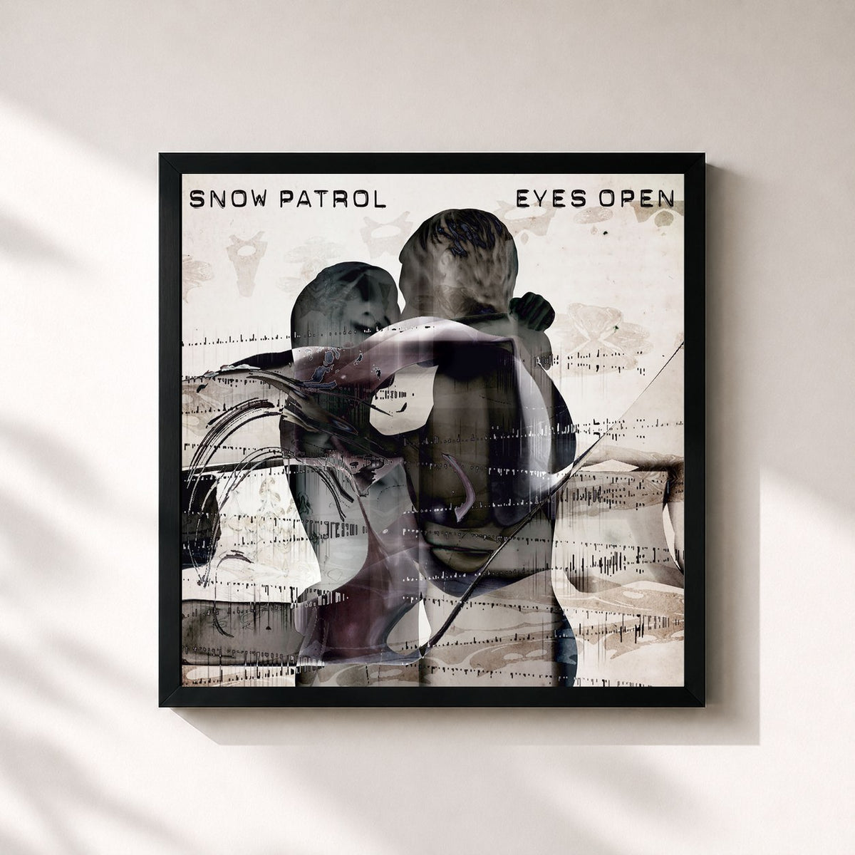 #noir Eyes Open von Snow Patrol als quadratischer Kunstdruck, schwarzer Rahmen 32x32 cm
