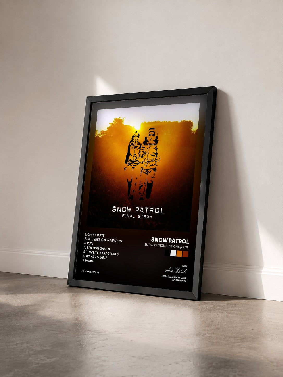 #noir Snow Patrol: Sessions@AOL von Snow Patrol als gerahmter Kunstdruck von schräg gesehen, schwarzer Rahmen