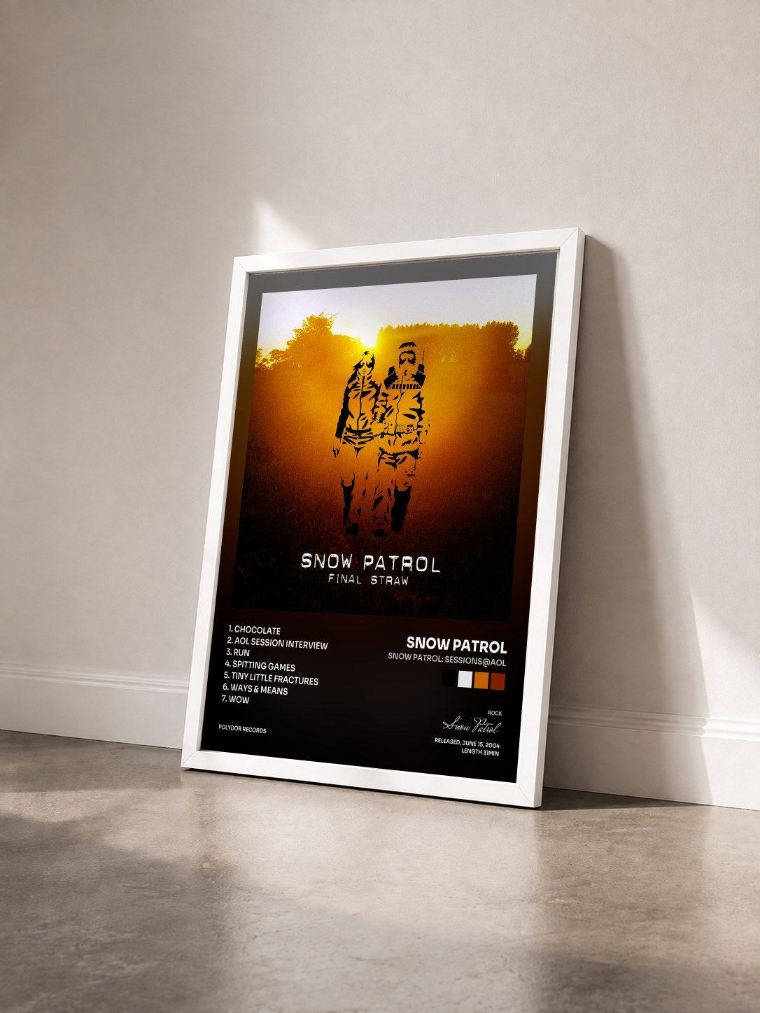 #blanc Snow Patrol: Sessions@AOL von Snow Patrol als gerahmter Kunstdruck von schräg gesehen, weißer Rahmen