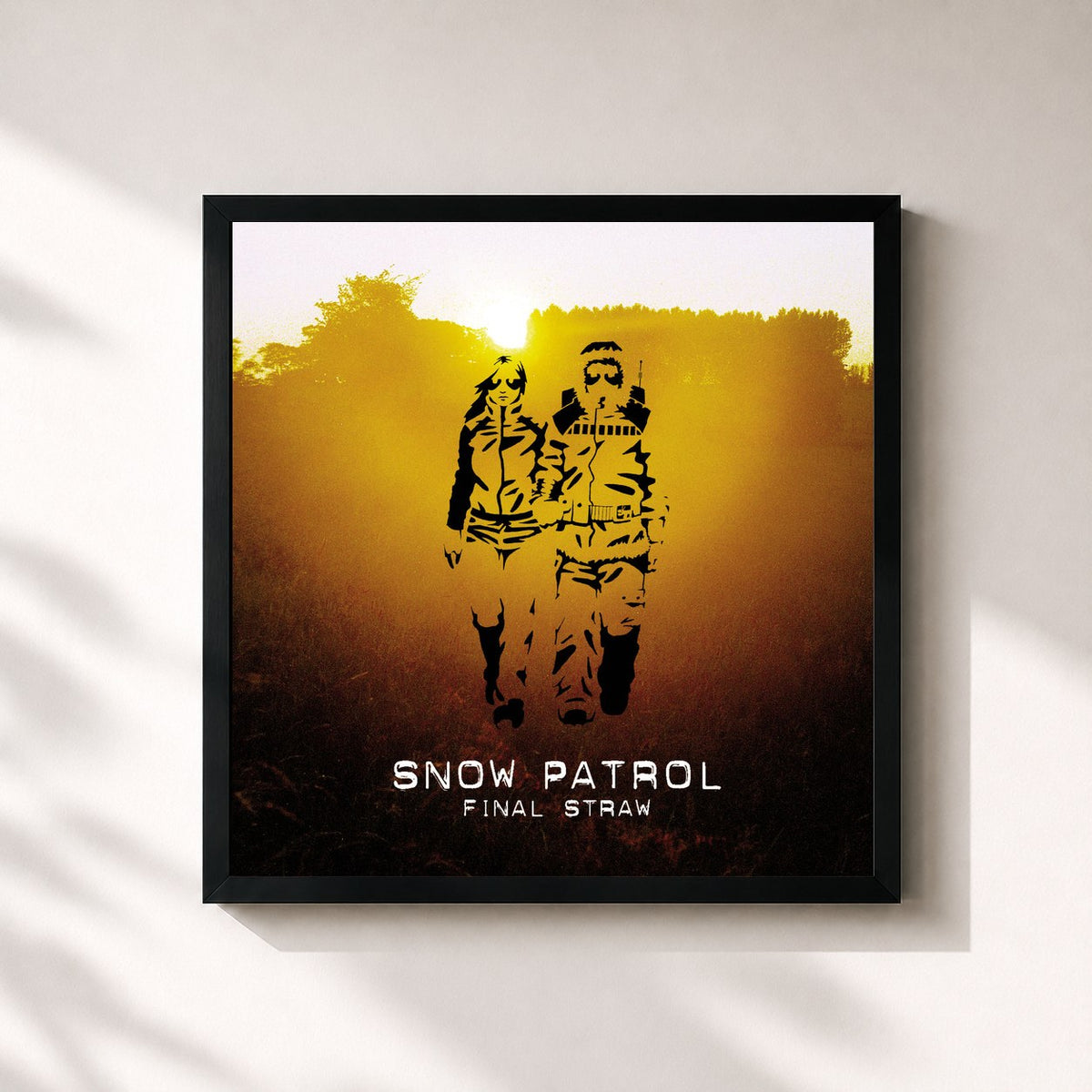 #noir Final Straw von Snow Patrol als quadratischer Kunstdruck, schwarzer Rahmen 32x32 cm