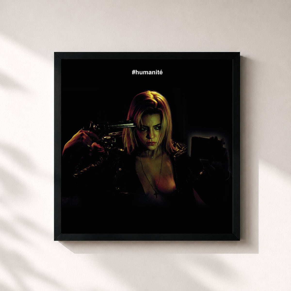 #noir Tableau carré de l'album #humanité de Saez, cadre noir 32x32 cm
