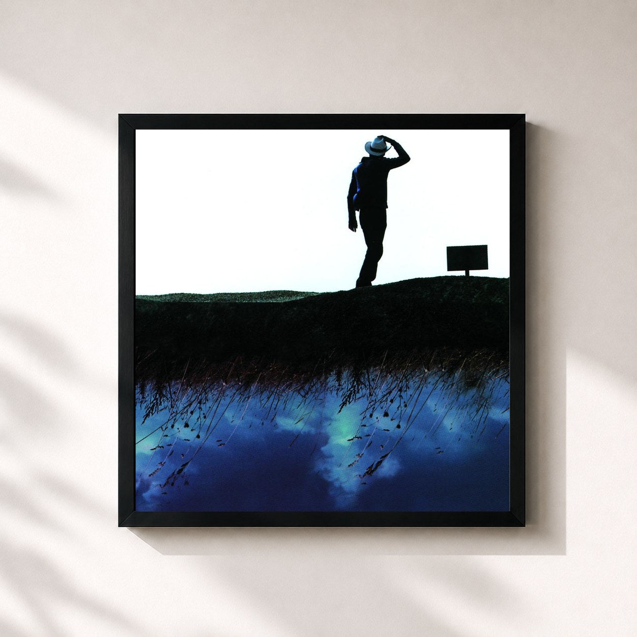 #noir Tableau carré de l'album Jours Etranges de Saez, cadre noir 32x32 cm