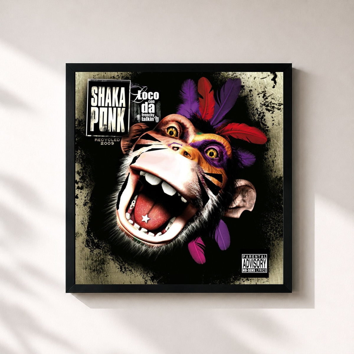 #noir Loco Con da Frenchy Talkin' (Recycled Version 2009) di Shaka Ponk in stampa quadrata incorniciata, cornice nera 32x32 cm