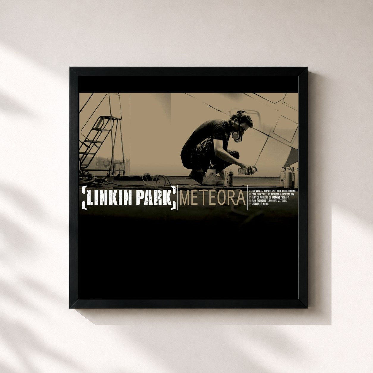 #noir Meteora di Linkin Park in stampa quadrata incorniciata, cornice nera 32x32 cm