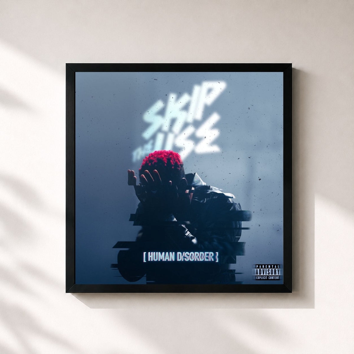#noir Tableau carré de l'album Human Disorder de Skip the Use, cadre noir 32x32 cm
