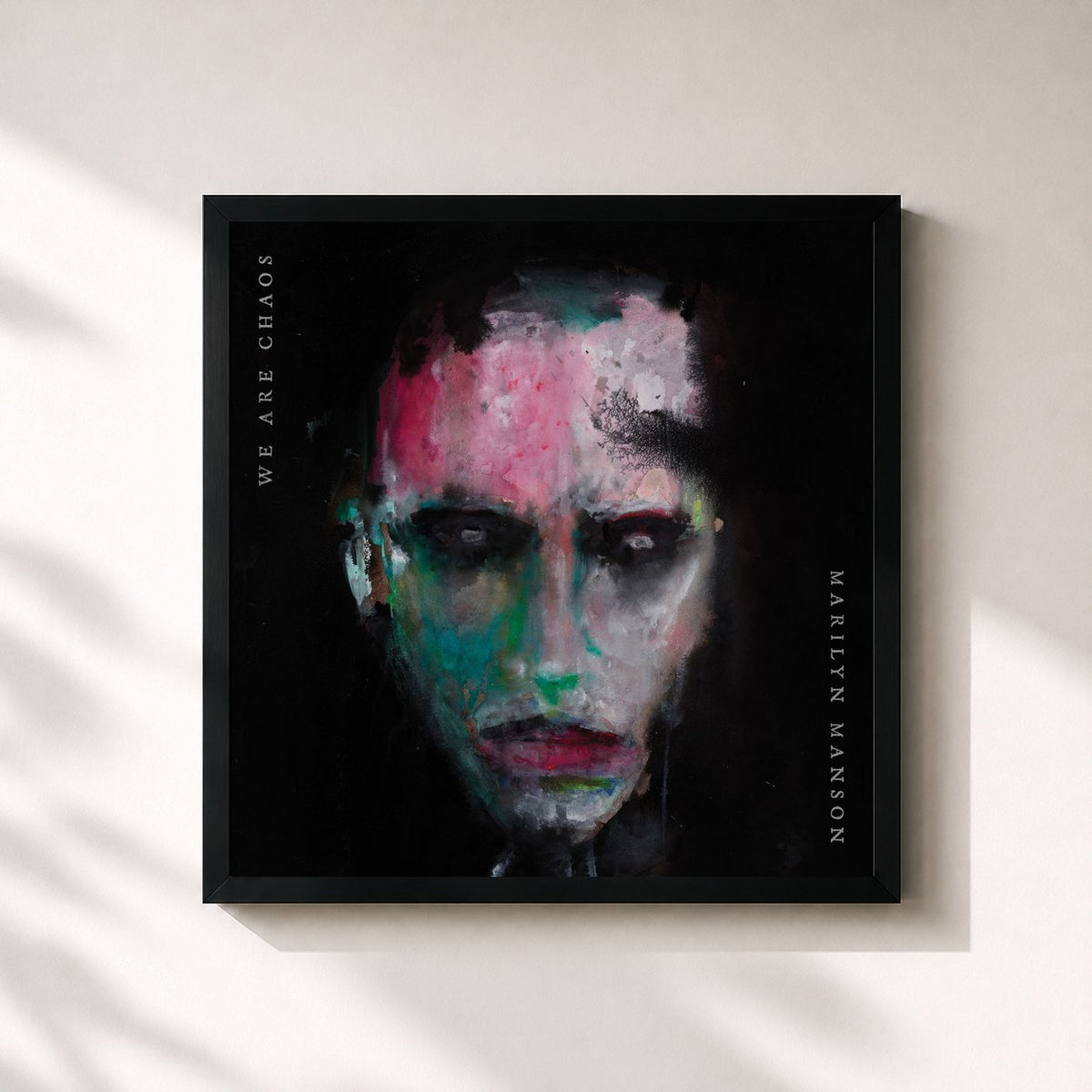 #noir Tableau carré de l'album WE ARE CHAOS de Marilyn Manson, cadre noir 32x32 cm