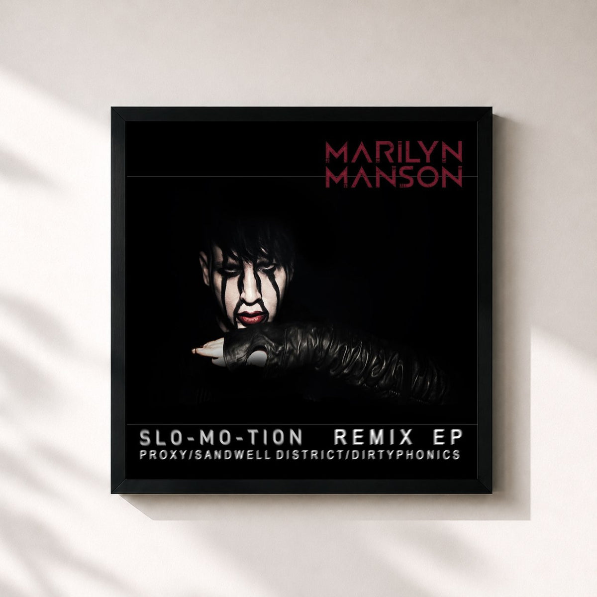 #noir Tableau carré de l'album Slo-Mo-Tion de Marilyn Manson, cadre noir 32x32 cm