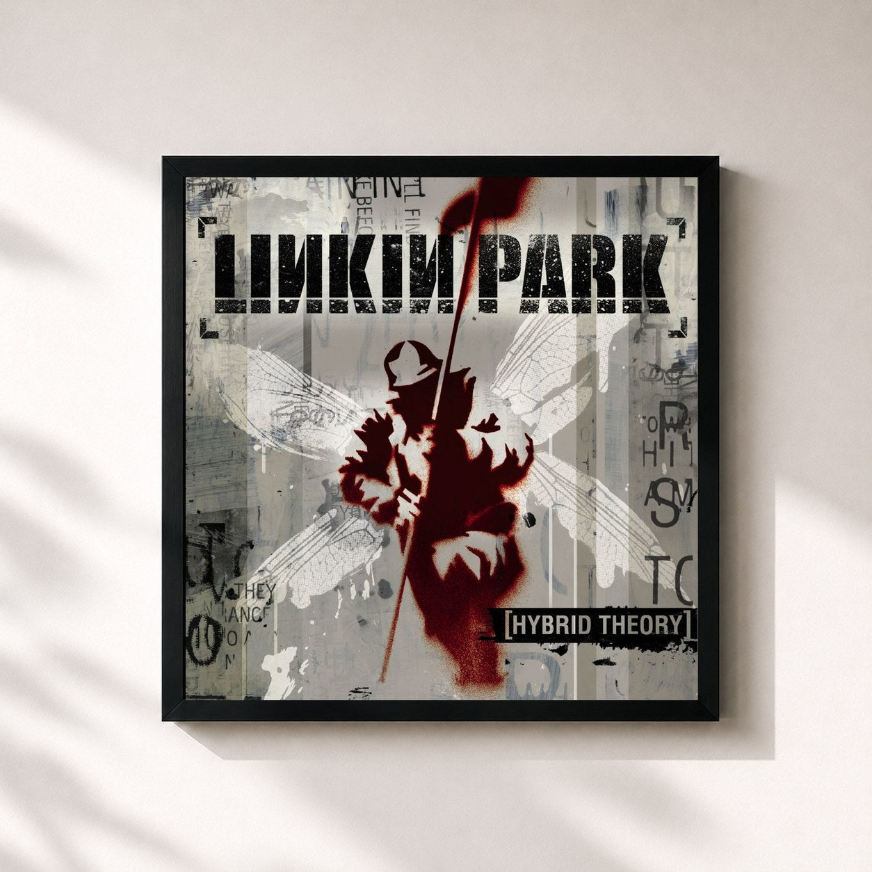 #noir Hybrid Theory di Linkin Park in stampa quadrata incorniciata, cornice nera 32x32 cm