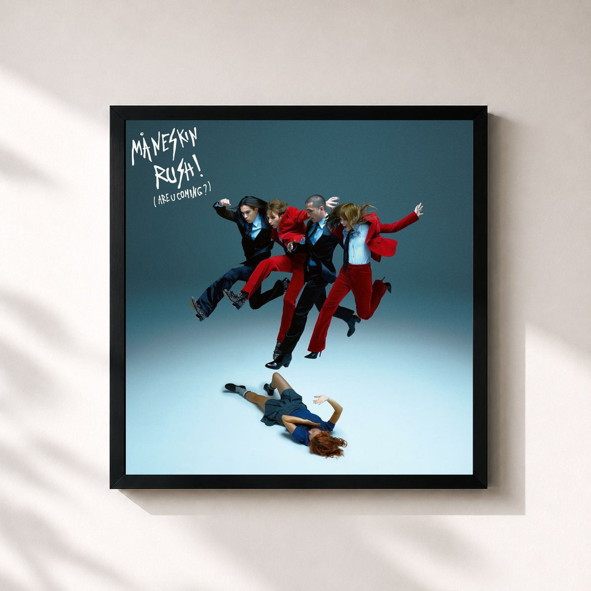 #noir Tableau carré de l'album RUSH! (ARE U COMING?) de Måneskin, cadre noir 32x32 cm