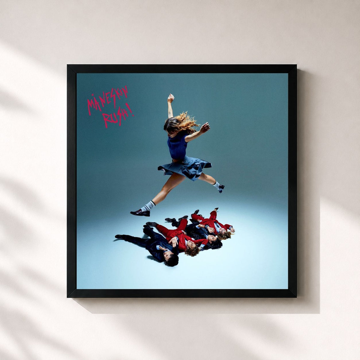 #noir Tableau carré de l'album RUSH! de Måneskin, cadre noir 32x32 cm