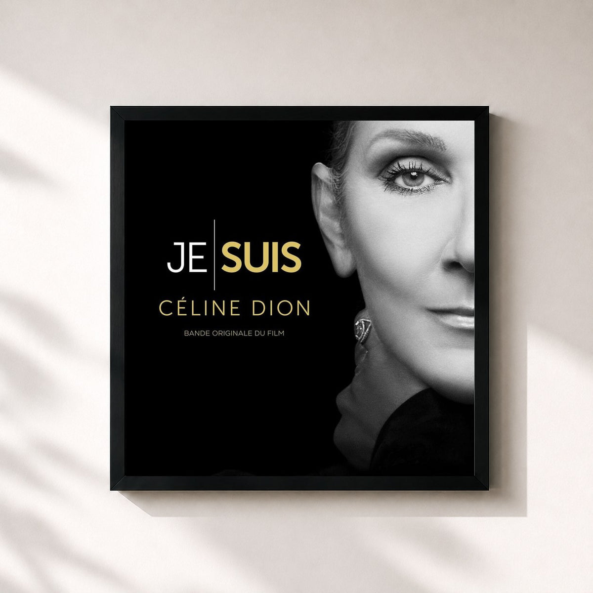 #noir Tableau carré de l'album JE SUIS : CÉLINE DION (Bande originale du film) de Céline Dion, cadre noir 32x32 cm