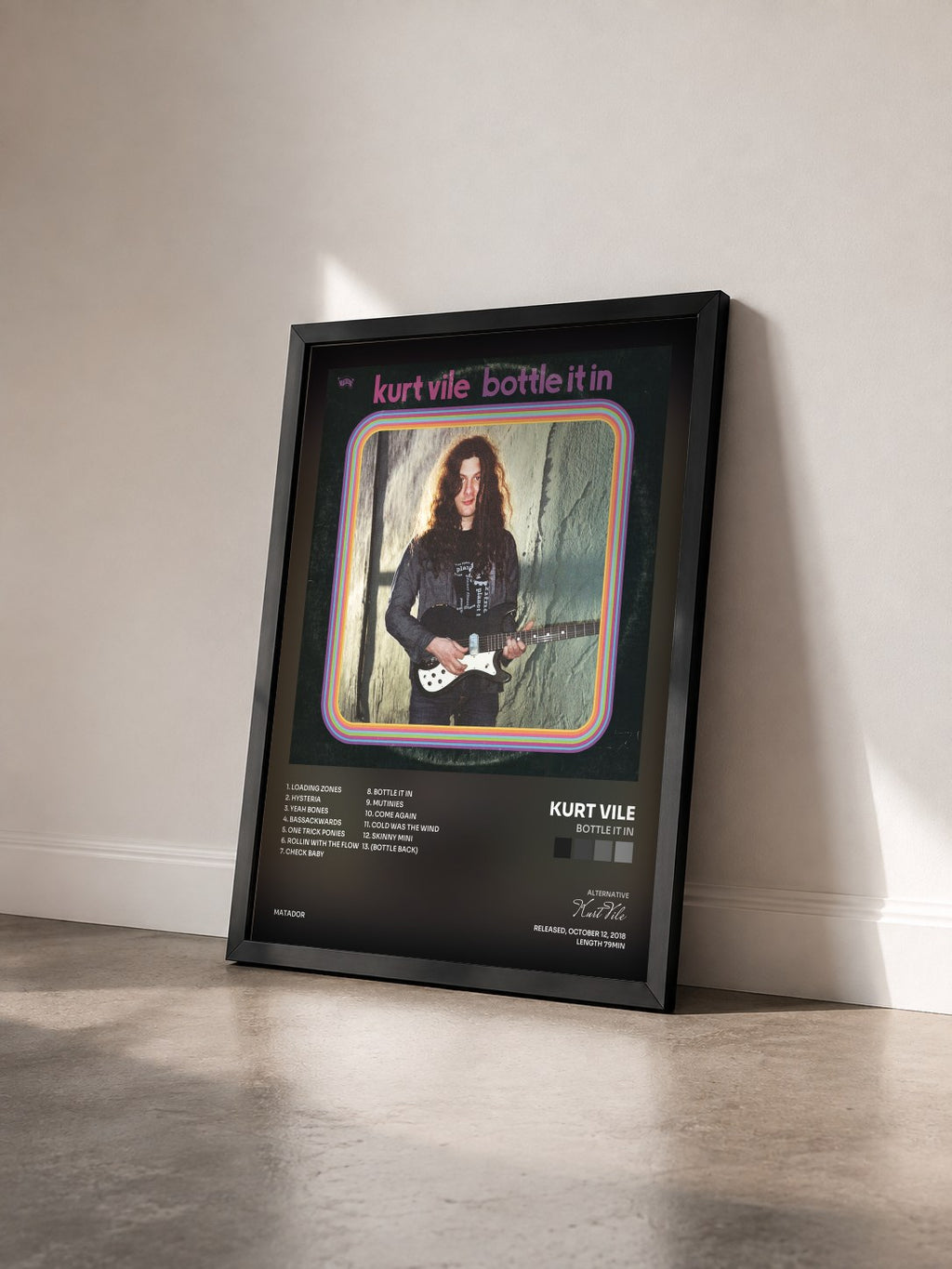 #noir Bottle It In de Kurt Vile en lámina enmarcada vista de tres cuartos, marco negro