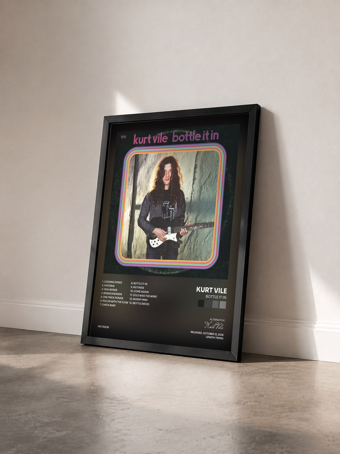 #noir Bottle It In de Kurt Vile en lámina enmarcada vista de tres cuartos, marco negro