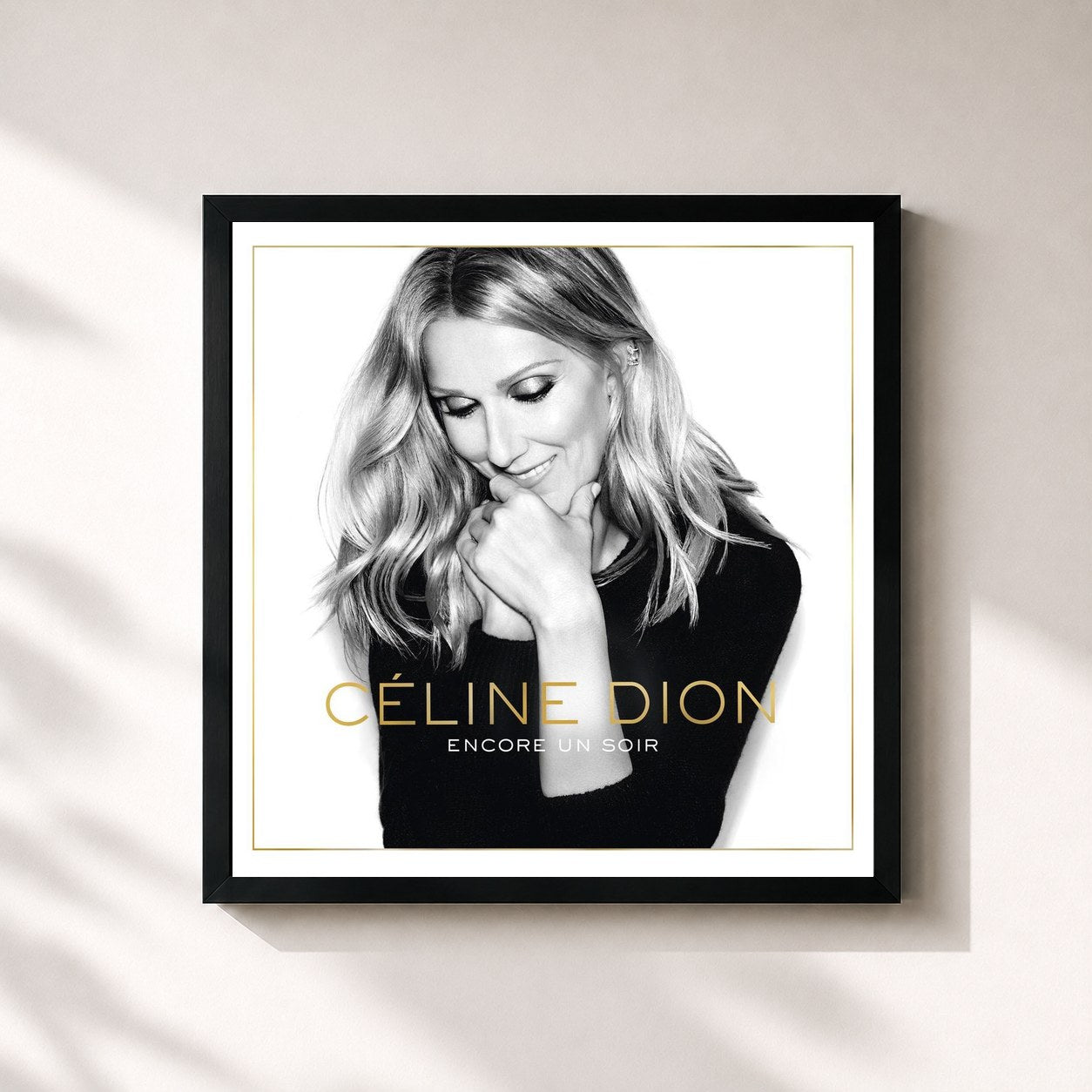 #noir Tableau carré de l'album Encore un soir de Céline Dion, cadre noir 32x32 cm