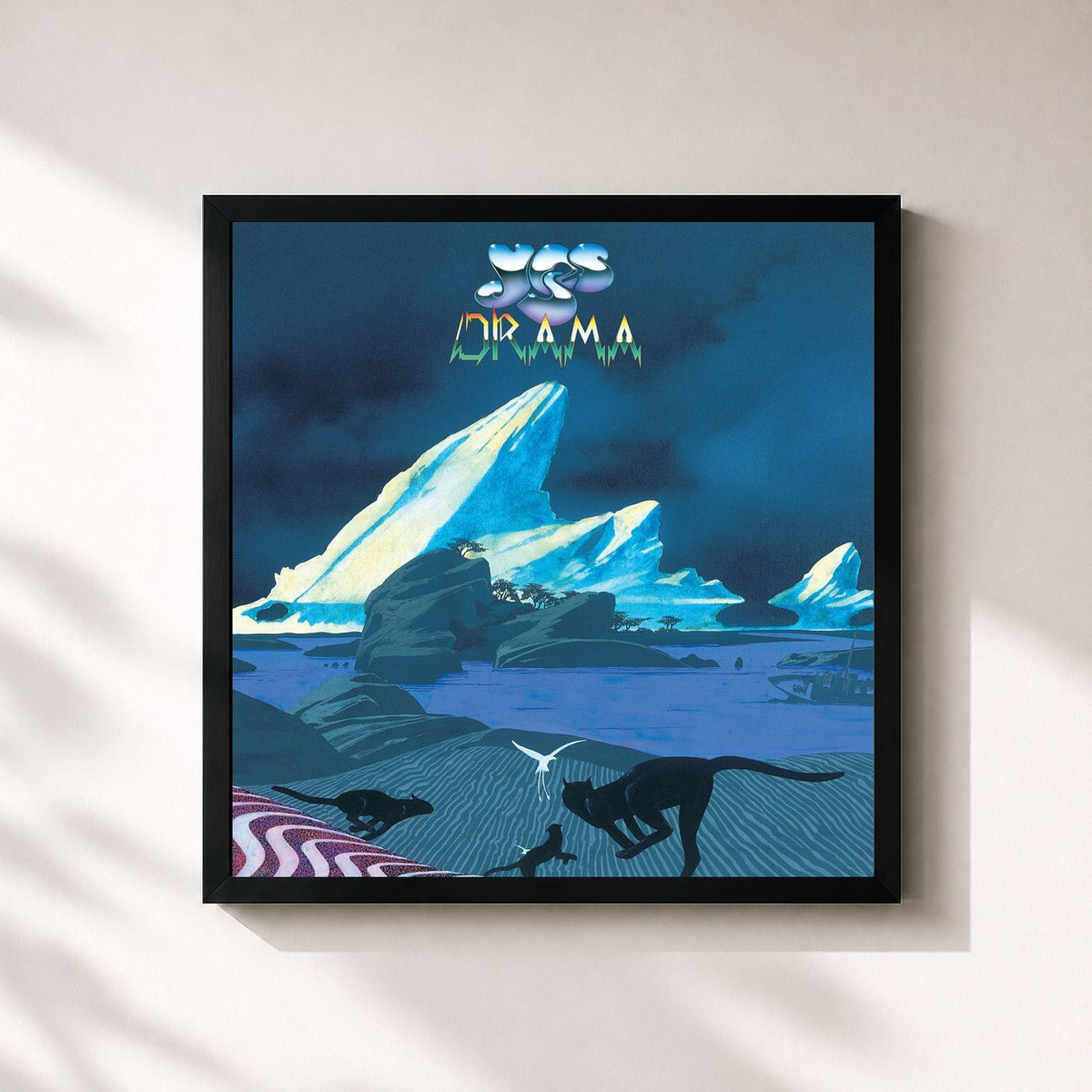 #noir Drama (Deluxe Edition) de Yes en lámina cuadrada enmarcada, marco negro de 32x32 cm