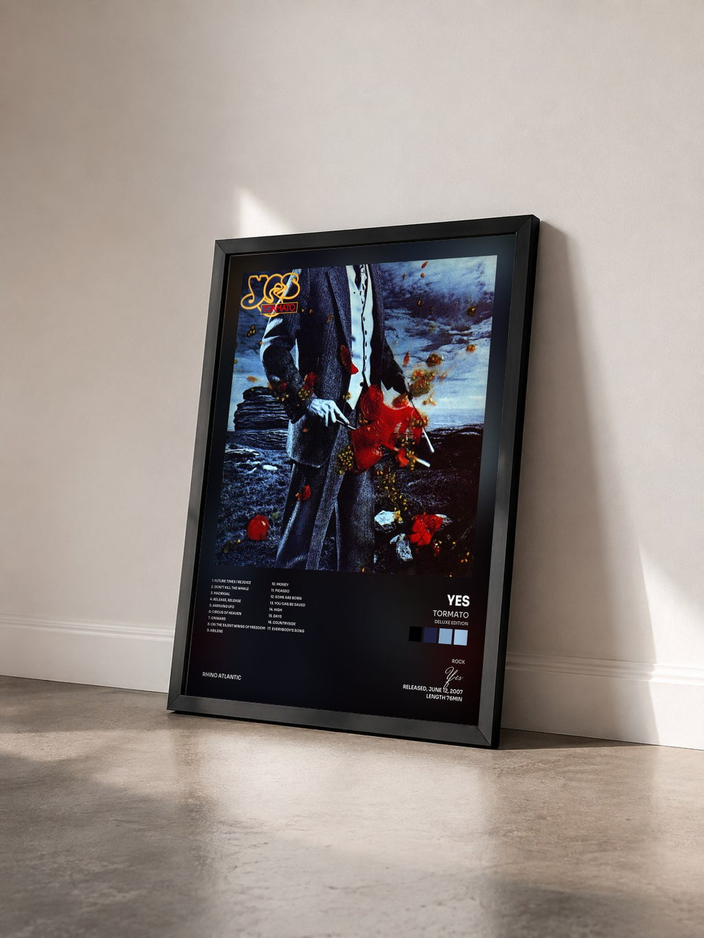 #noir Tormato (Deluxe Edition) by Yes as a framed art print seen at an angle, black frame