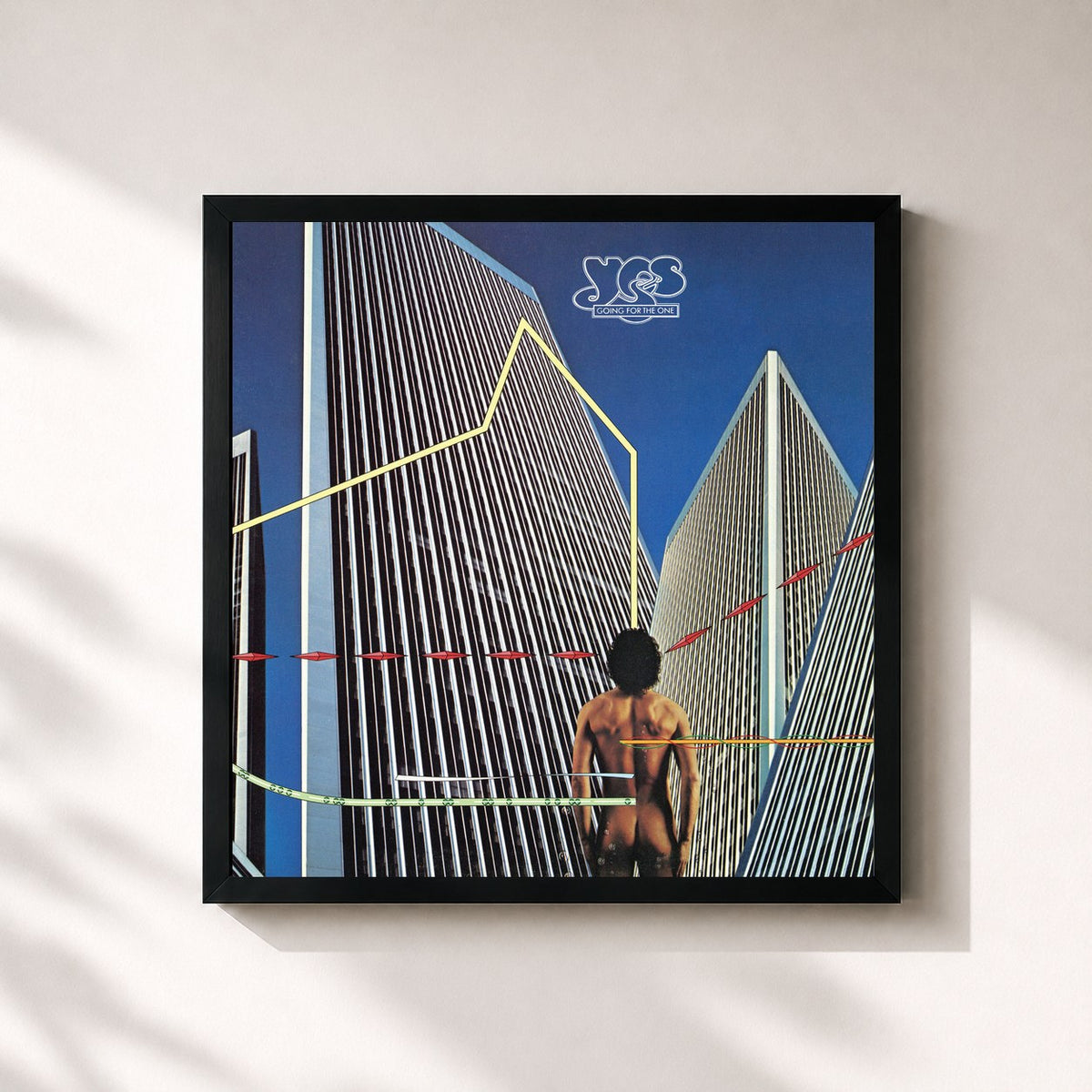 #noir Going for the One (Deluxe Edition) de Yes en lámina cuadrada enmarcada, marco negro de 32x32 cm