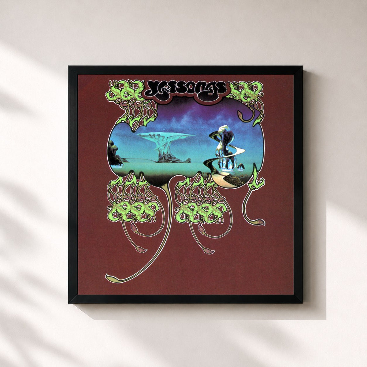 #noir Yessongs de Yes en lámina cuadrada enmarcada, marco negro de 32x32 cm