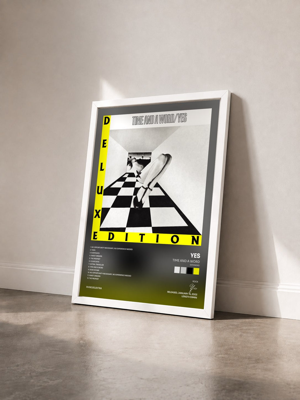 #blanc Tableau de l'album Time and a Word (Expanded) de Yes vu de trois quarts, cadre blanc