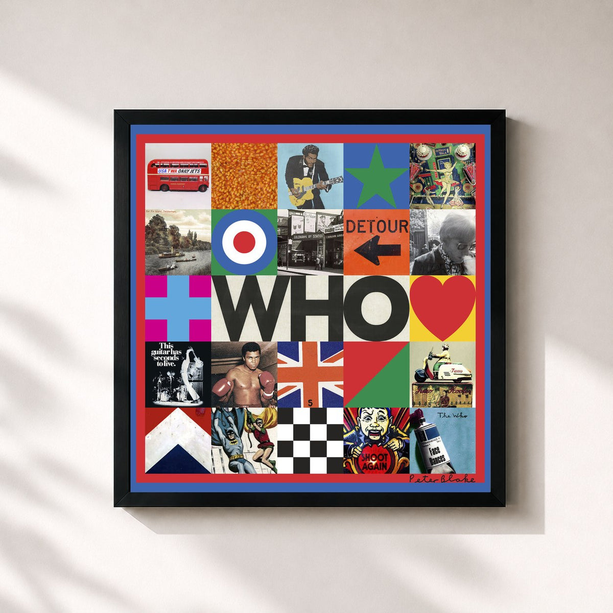 #noir Tableau carré de l'album WHO (Deluxe) de The Who, cadre noir 32x32 cm