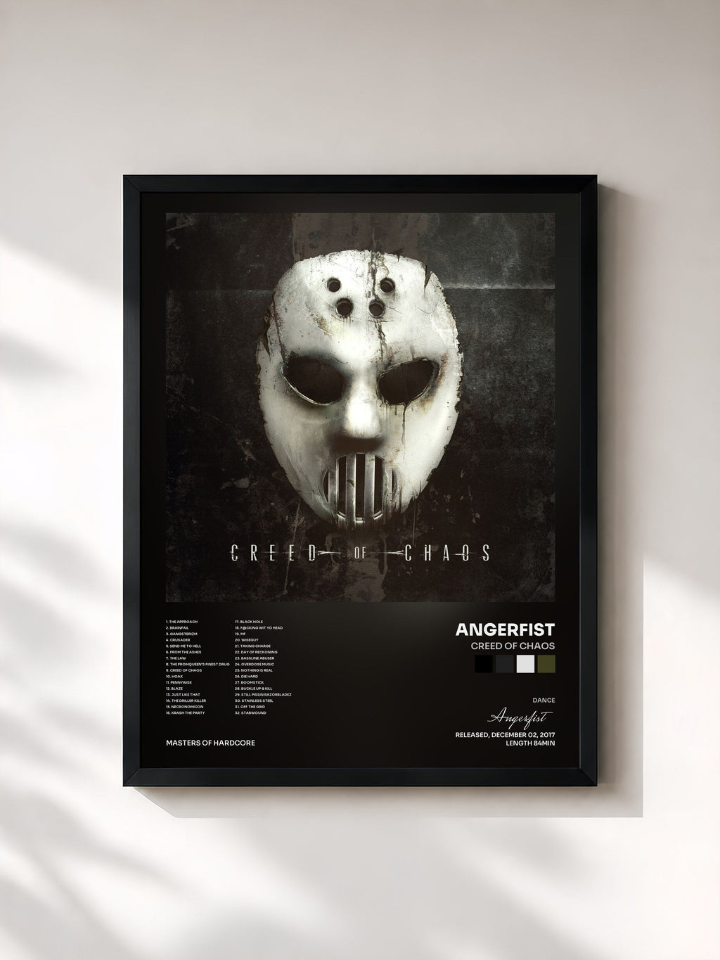 #noir Creed Of Chaos by Angerfist as a framed art print, black frame, printed and framed in France