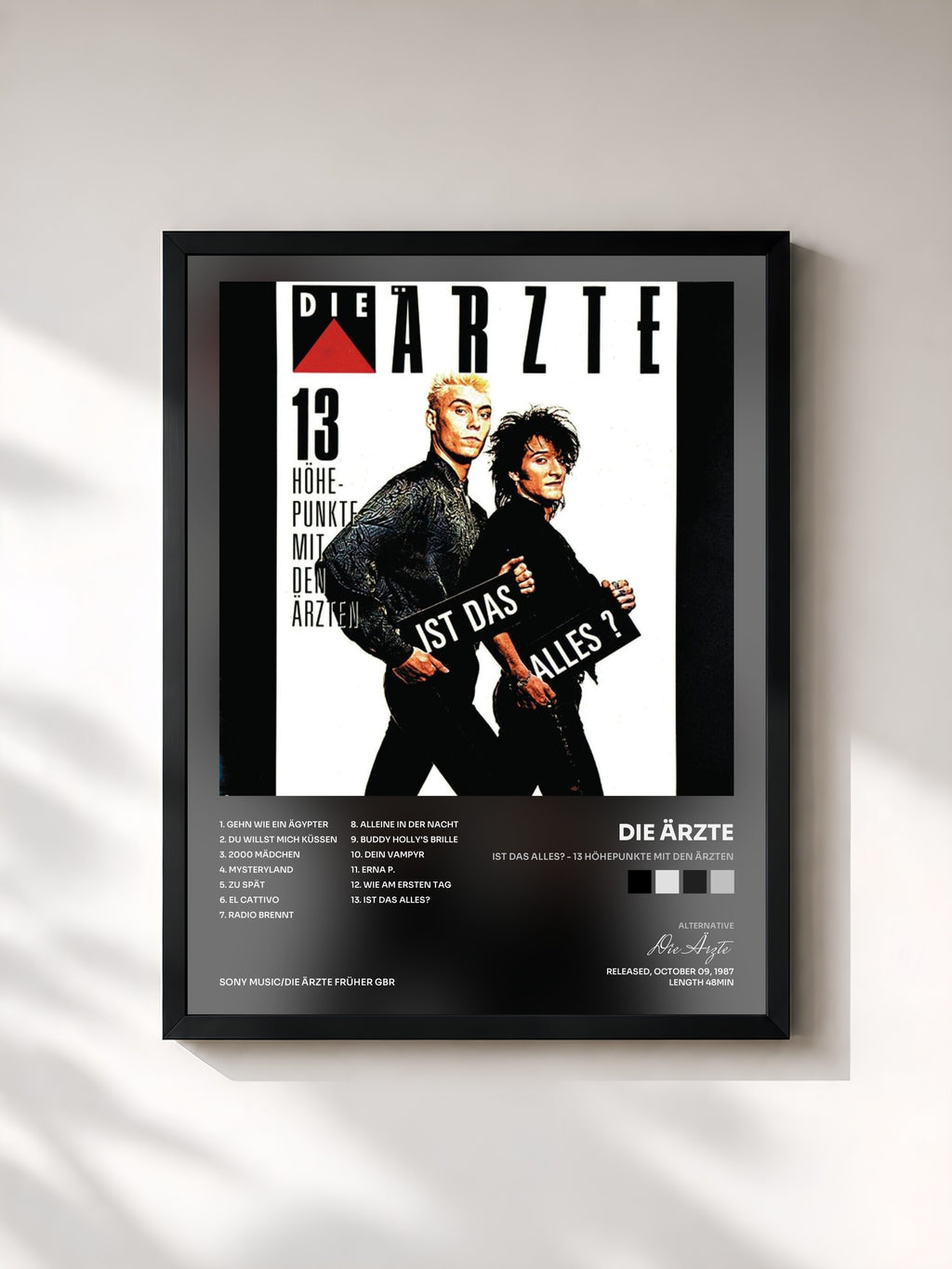 #noir Tableau de l'album Ist Das Alles? - 13 Höhepunkte Mit Den Ärzten de Die Ärzte, cadre noir, imprimé et encadré en France