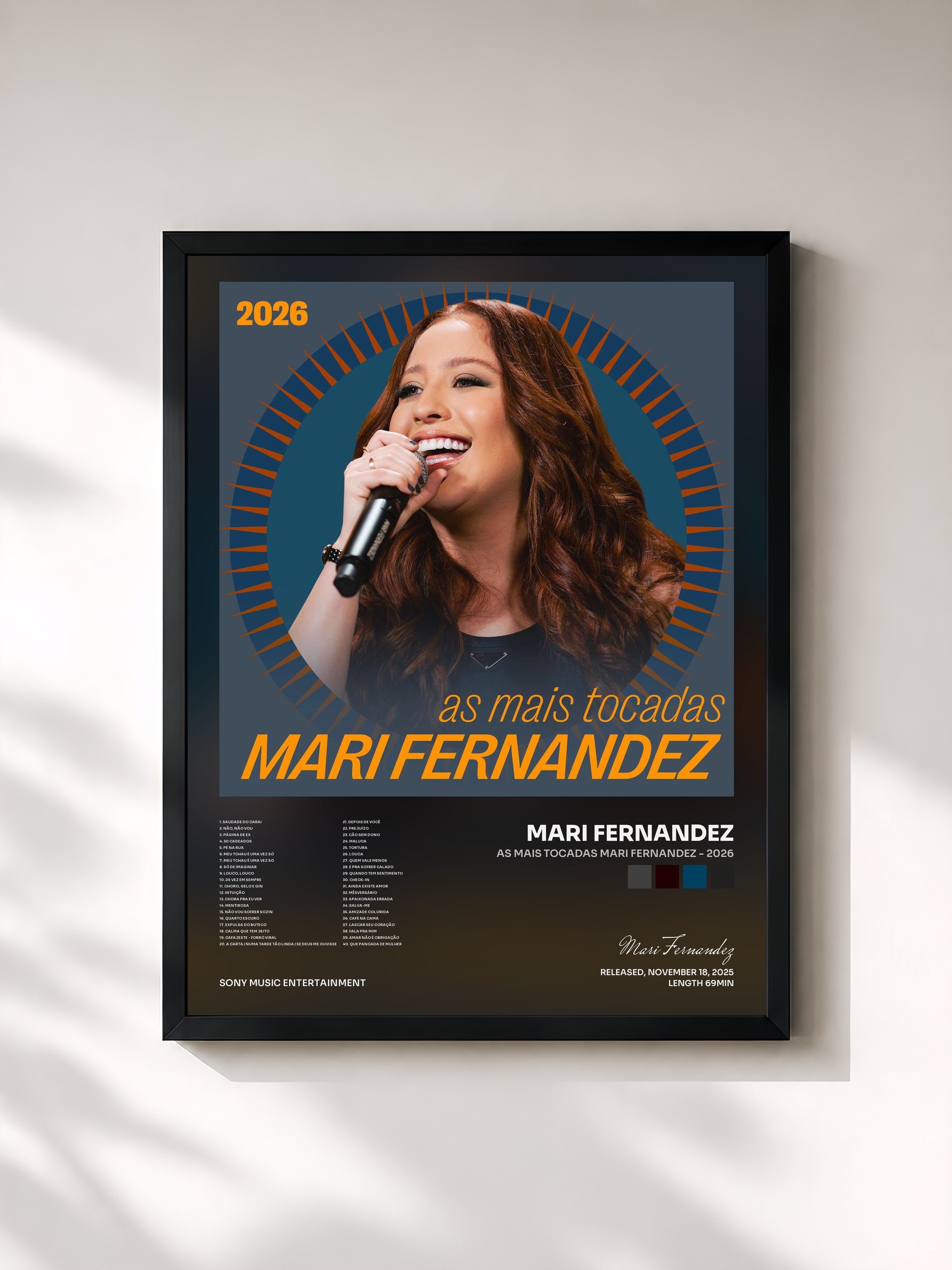 #noir Tableau de l'album As Mais Tocadas Mari Fernandez - 2026 de Mari Fernandez, cadre noir, imprimé et encadré en France