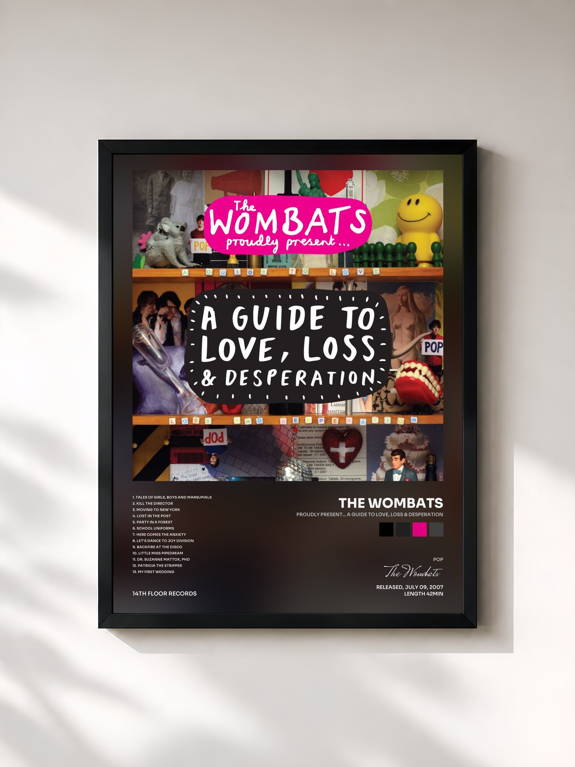#noir Tableau de l'album Proudly Present... A Guide to Love, Loss & Desperation de The Wombats, cadre noir, imprimé et encadré en France