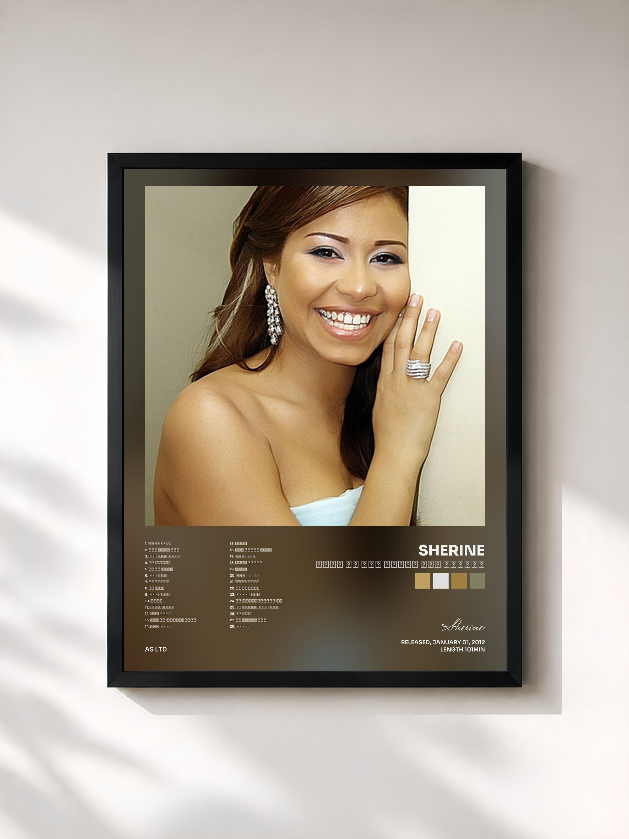 #noir Tableau de l'album احلي ما غنت شيرين عبد الوهاب de Sherine, cadre noir, imprimé et encadré en France