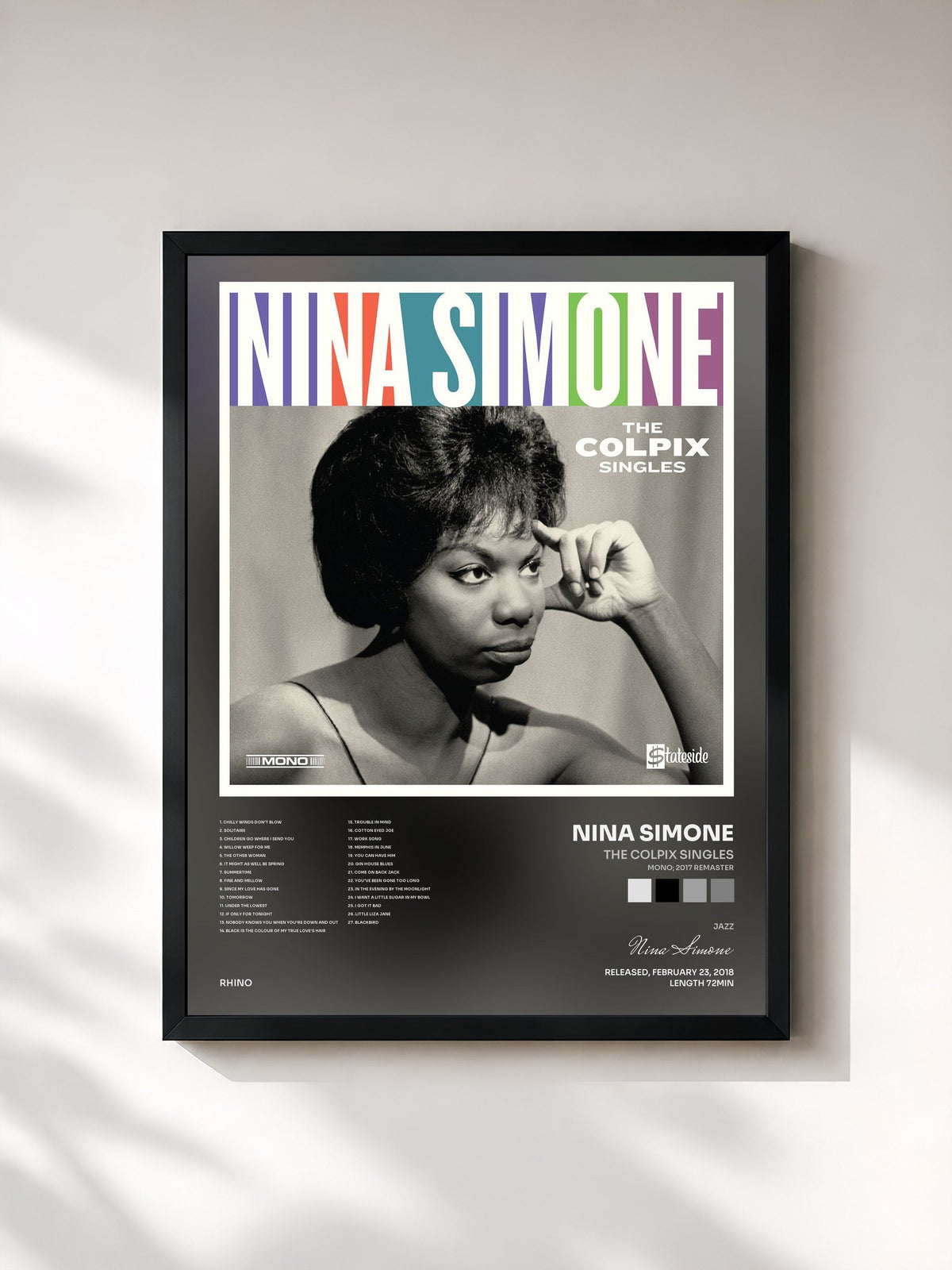 #noir Tableau de l'album The Colpix Singles (Mono; 2017 Remaster) de Nina Simone, cadre noir, imprimé et encadré en France