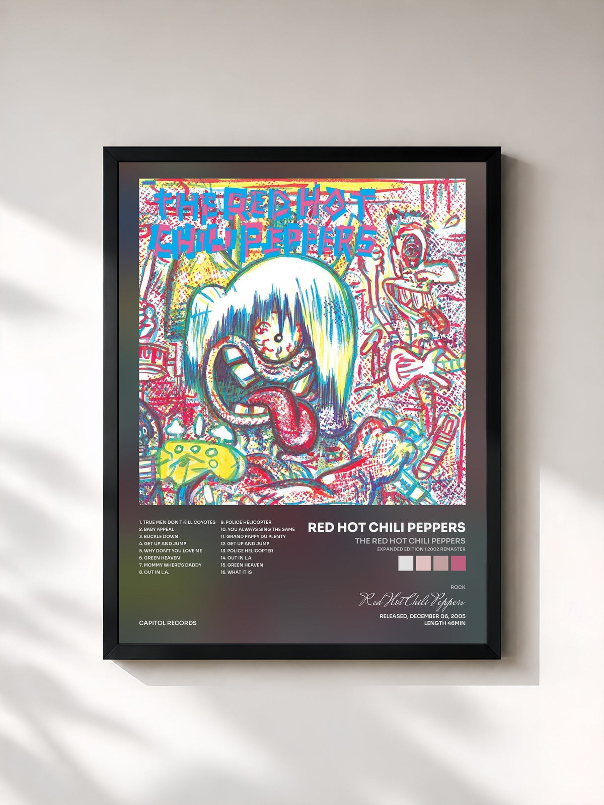 #noir Tableau de l'album The Red Hot Chili Peppers (Expanded Edition / 2002 Remaster) de Red Hot Chili Peppers, cadre noir, imprimé et encadré en France