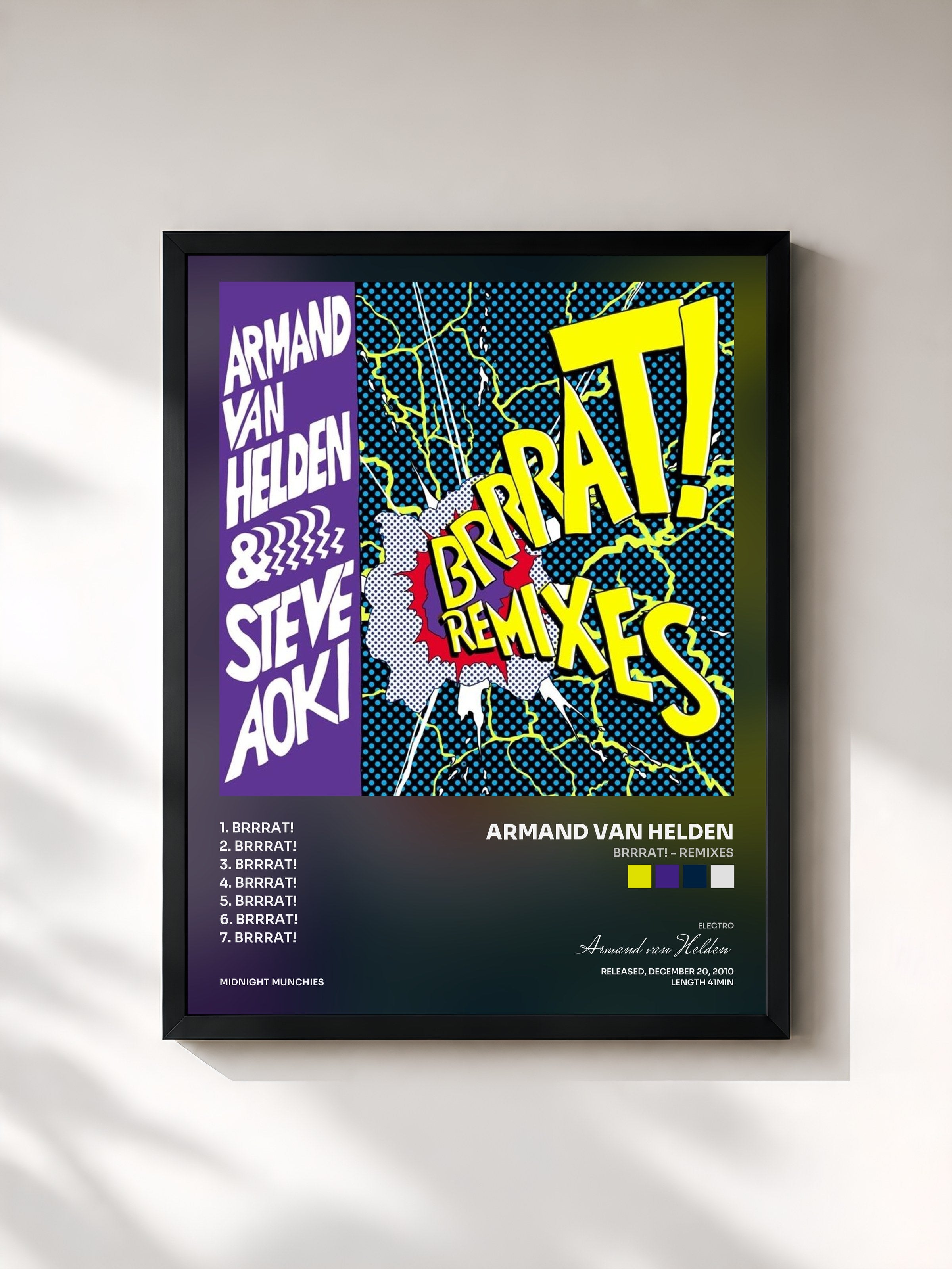 #noir Tableau de l'album Brrrat! - REMIXES de Armand van Helden, cadre noir, imprimé et encadré en France