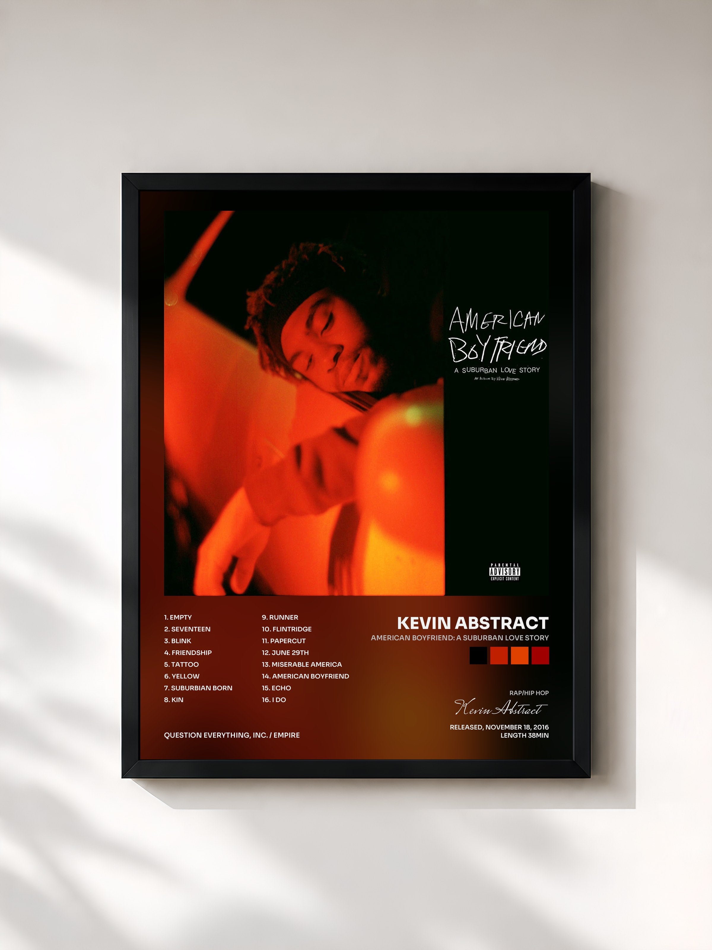 #noir Tableau de l'album American Boyfriend: A Suburban Love Story de Kevin Abstract, cadre noir, imprimé et encadré en France