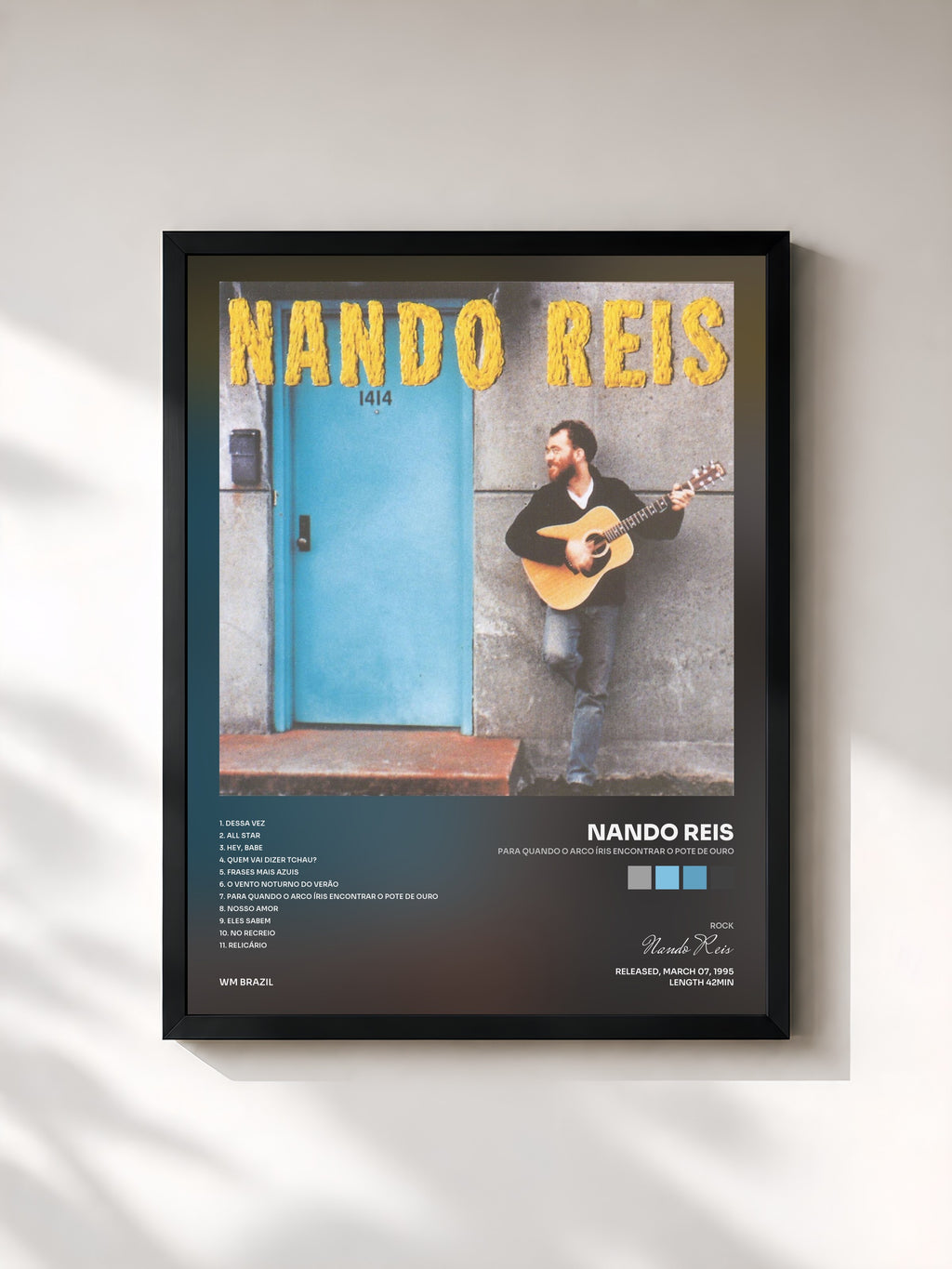 #noir Tableau de l'album Para Quando o Arco Íris Encontrar o Pote de Ouro de Nando Reis, cadre noir, imprimé et encadré en France