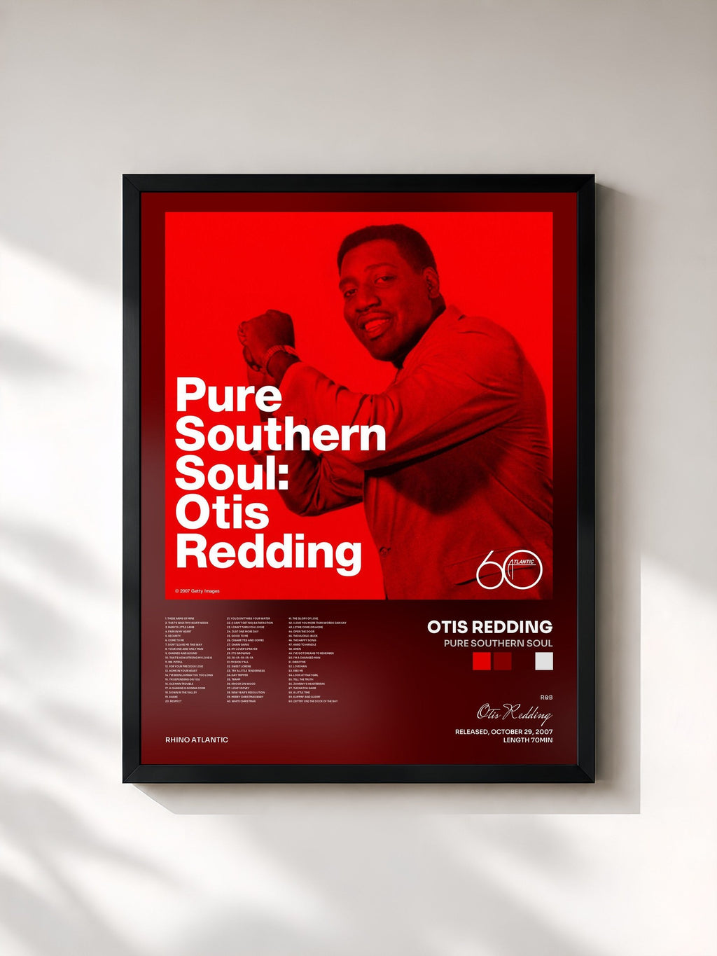 #noir Pure Southern Soul di Otis Redding in stampa incorniciata, cornice nera, stampata e incorniciata in Francia